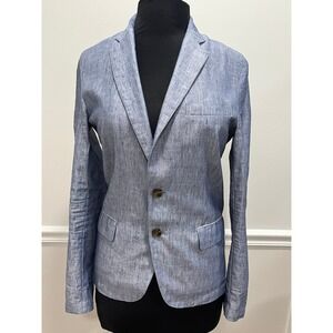Journal Standard Women Small Blue Linen Blend 2 Button Blazer Sport Coat Jacket
